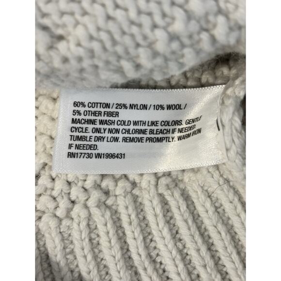 Universal Thread Cream Cropped Fisherman Sweater Cotton Wool Blend M - Picture 12 of 13